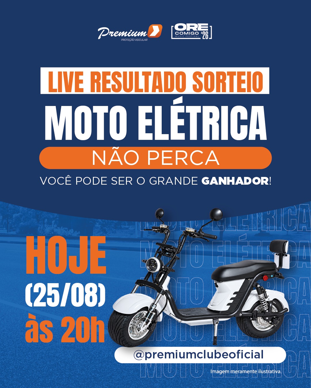 Hoje acontece o grande sorteio da Moto Elétrica da Premium Clube. 🛵🍀